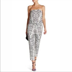 HAUTE HIPPIE Silk Zebra Print Strapless Jumpsuit | Size XS